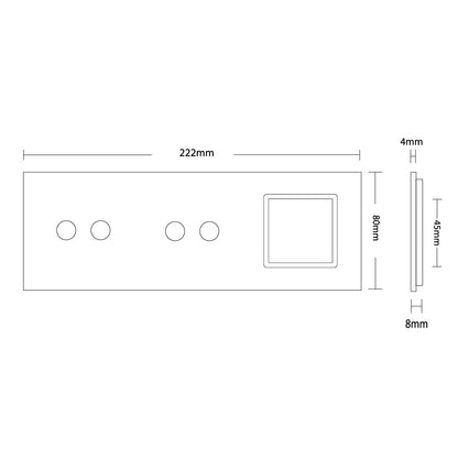 Dreifache, schwarze Glasblende für zweifache Touch-Schalter + Modul