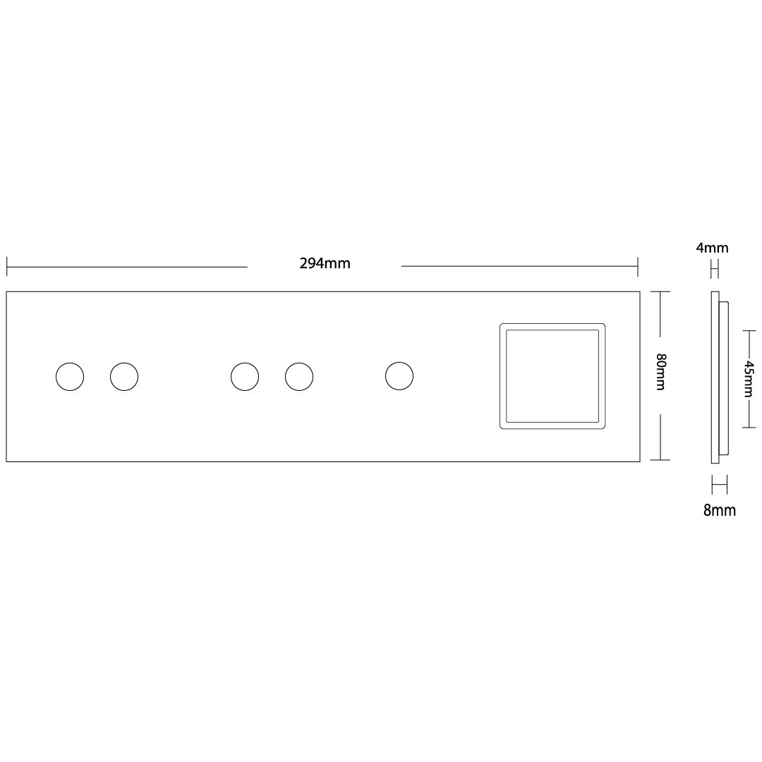 Weiße Glasblende für 2 2-fache + 1 1-fachen Touch-Schalter + 1 Modul