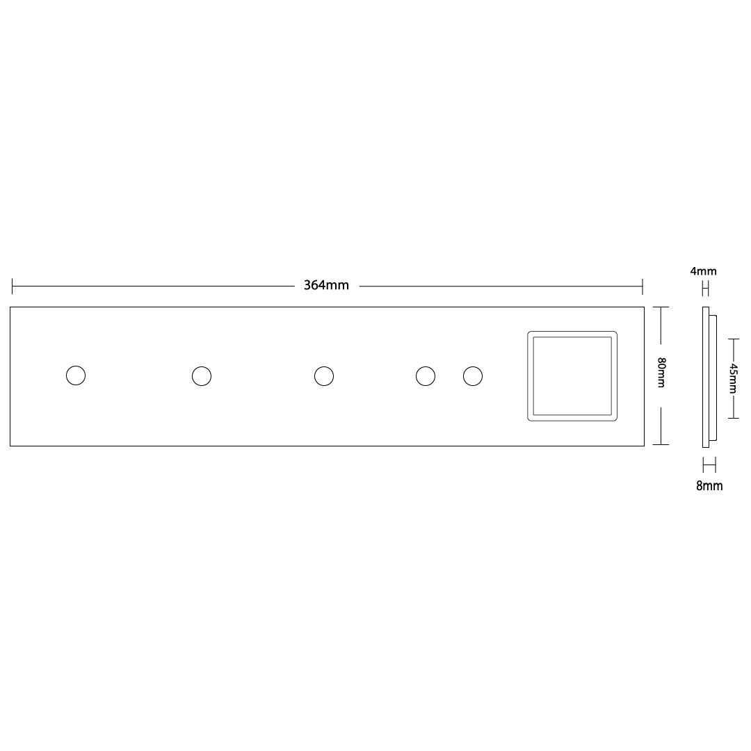 Schwarze Glasblende für 3 1-fache, 1 2-fachen Touch-Schalter + Modul