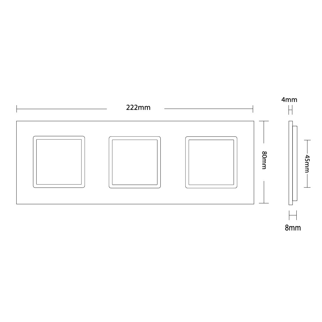 Schwarze Glasblende für drei Livolo Module