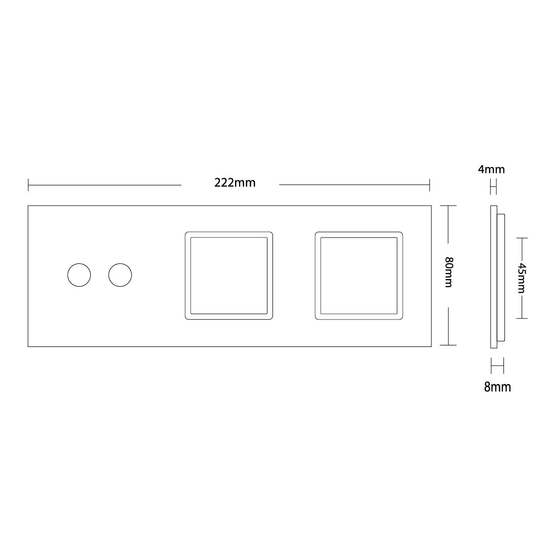 Weiße Glasblende für 1 2-fachen Touch-Schalter + 2 Module