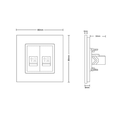 Livolo zweifaches Netzwerkmodul LAN RJ45 Patch CAT7 inkl. Glasrahmen
