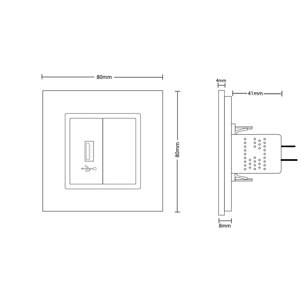 Livolo einfaches, schwarzes USB-Modul mit Glasrahmen