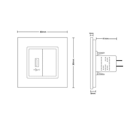 Livolo einfaches, graues USB-Modul mit Glasrahmen