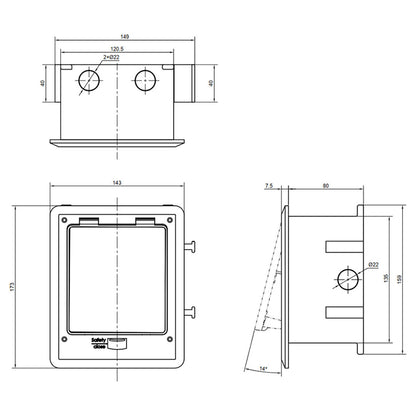 Modularer Bodentank + 2 Steckdosen + 2 LAN – IP66, erweiterbar für Mehrfachinstallation - Livolo-Deutschland