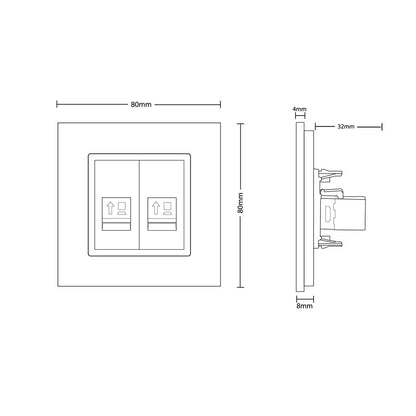 Livolo zweifaches, graues LAN-Modul Durchgang mit Glasblende