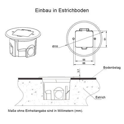 Bodensteckdose Wandsteckdose mit Steckdosen-Modul - IP44 Schwarz - Livolo-Deutschland