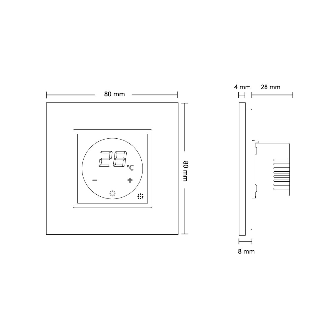 Livolo digitales Raumthermostat mit Glasrahmen in Weiß