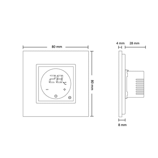 Livolo digitales Raumthermostat mit Glasrahmen in Weiß