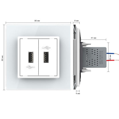 Livolo zweifaches USB-Modul zum Aufladen von Geräten mit Glasblende