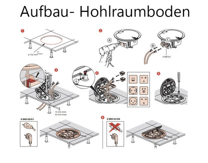 Bodentank Fußbodensteckdose Edelstahl mit zwei Steckdosen