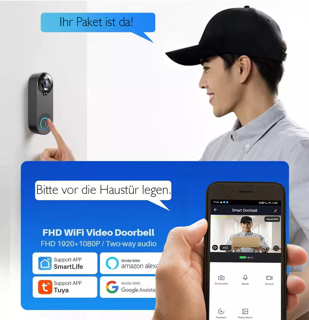 WLAN Videotürklingel Türsprechanlage Türkamera mit Bewegungserfassung - Livolo-Deutschland