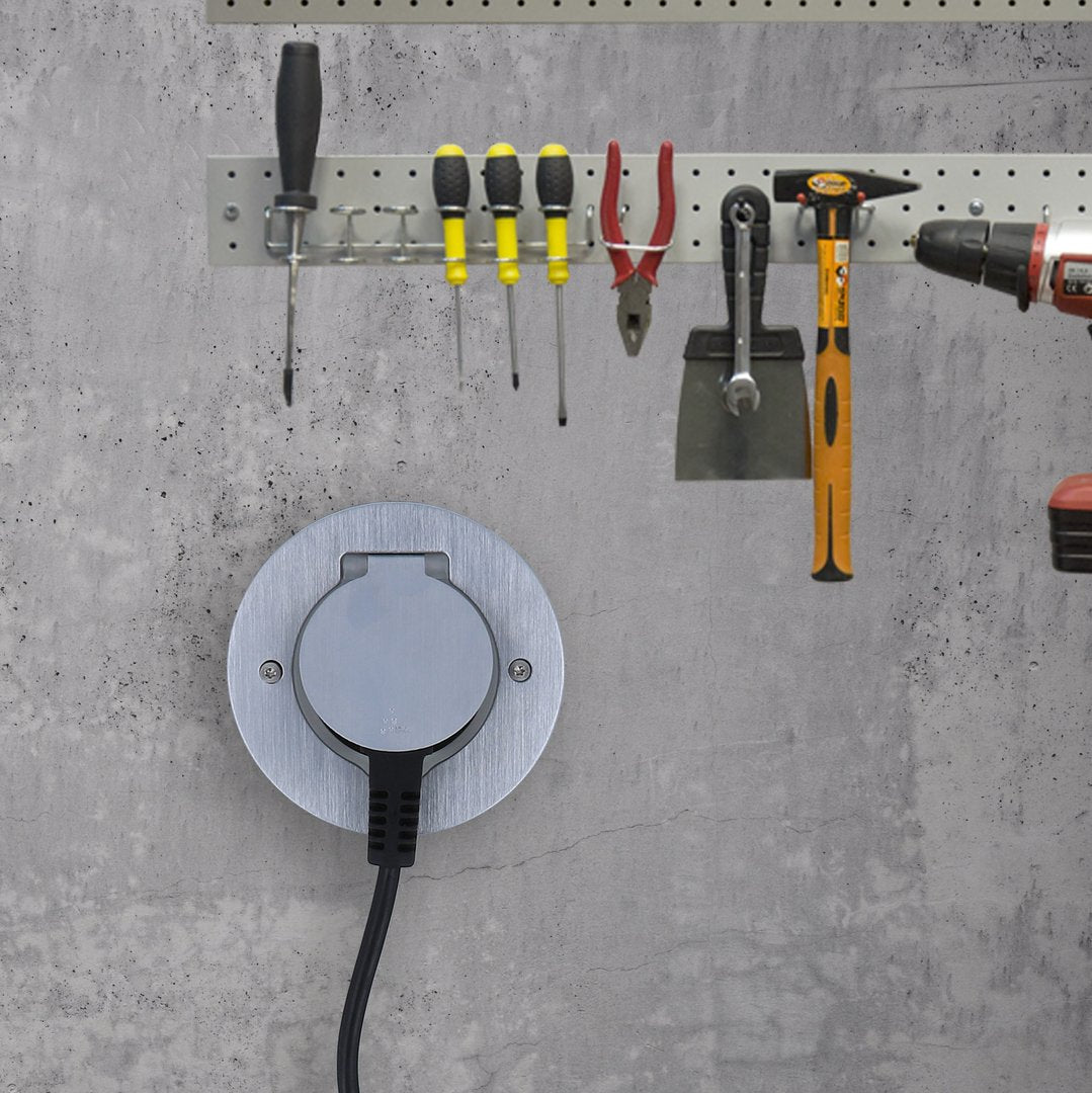 Legrand Edelstahl-Bodensteckdose + Steckdose VDE LG-089701-77211
