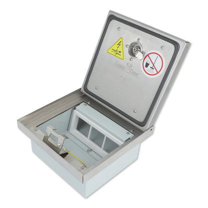 IP54 Bodentank mit Edelstahl-Deckel für bis zu 6 Steckdosen