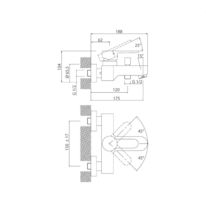 Aqua-Su "Sanmix Style" Wannenarmatur (Edelstahl gebürstet) HEIMWERKA