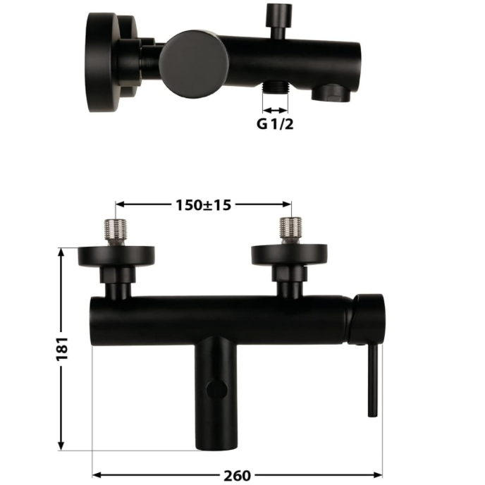 Aqua-Su "Lago 2.0" Wannenarmatur mit Stickgriff HEIMWERKA