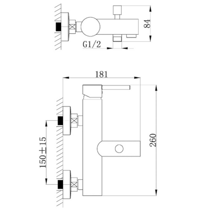 Aqua-Su "Lago 2.0" Wannenarmatur mit Stickgriff