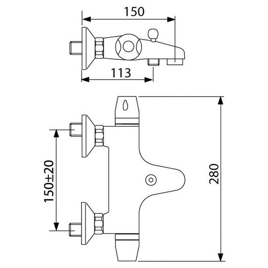 Aqua-Su "Sopotherm" Thermostat-Wannenarmatur (chrom) - WEIM24