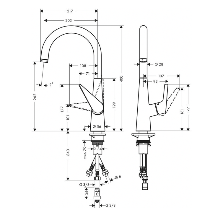 Hansgrohe "Talis S" Spültisch-Einhebelmischer (Niederdruck, chrom) HEIMWERKA