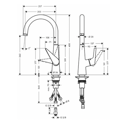 Hansgrohe "Talis S" Spültisch-Einhebelmischer (Niederdruck, chrom) HEIMWERKA