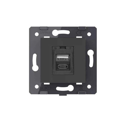 Livolo einfaches USB-Modul mit USB-C und USB-A in Schwarz
