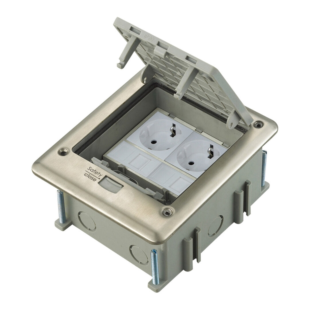 Modularer Bodentank + 2 Steckdosen + 2 LAN – IP66, erweiterbar für Mehrfachinstallation - Livolo-Deutschland