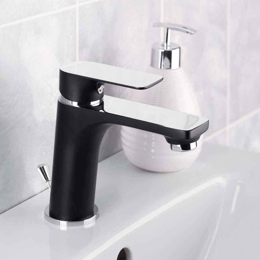 Cornat "NOIR ROUND" Waschtisch-Einhebelmischer (schwarz/chrom)