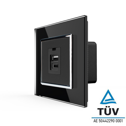 Ladestation USB-C&A mit schwarzer Glasblende