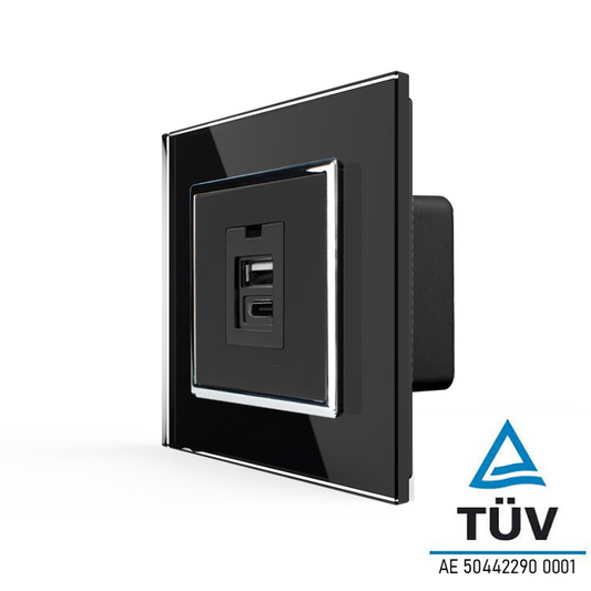 Ladestation USB-C&A mit schwarzer Glasblende