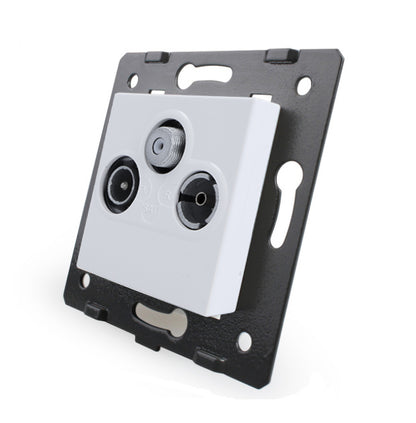 Livolo dreifaches SAT-/TV-/FM-Modul als End-Dose mit Glasblende Weiß