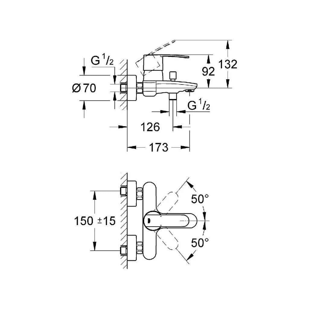 GROHE "Wave Cosmopolitan" Badewannenarmatur mit Einhebelmischer (chrom)