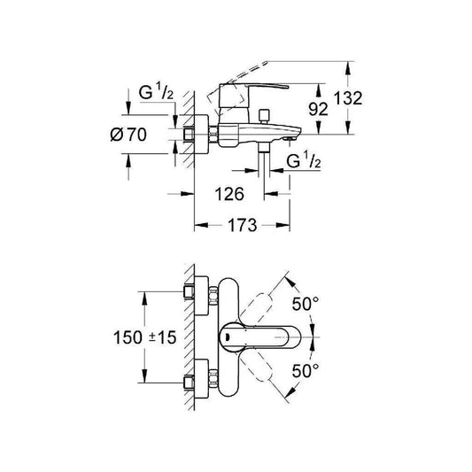 GROHE "Wave Cosmopolitan" Badewannenarmatur mit Einhebelmischer (chrom)