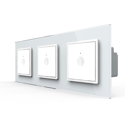 Livolo Notch drei einfache Lichtschalter inkl. Glasrahmen weiß