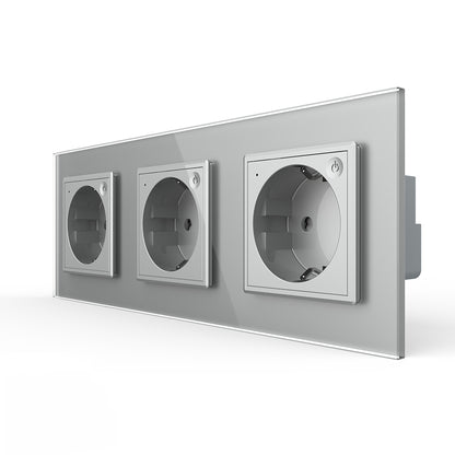 LIVOLO 3 Module EC Steckdose mit Glasrahmen in Grau