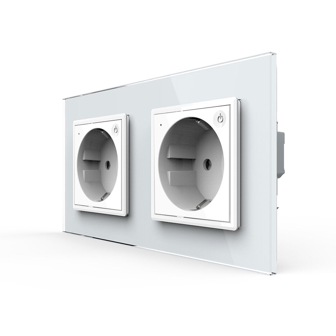 LIVOLO 2 Module EC Steckdose mit Glasrahmen in Weiß