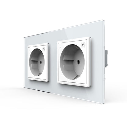 LIVOLO 2 Module EC Steckdose mit Glasrahmen in Weiß