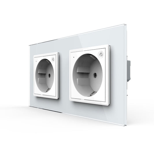 LIVOLO 2 Module EC Steckdose mit Glasrahmen in Weiß