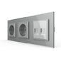 Livolo 2 Steckdosen und 2 Netzwerk-Module inkl. Glasblende in Grau