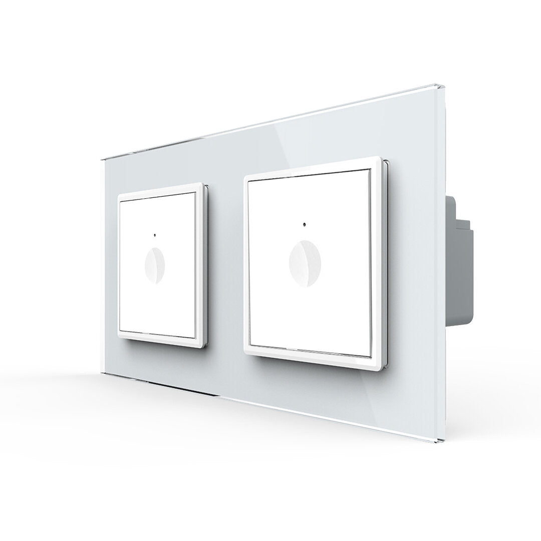 Livolo Notch zwei einfache Lichtschalter inkl. Glasrahmen weiß