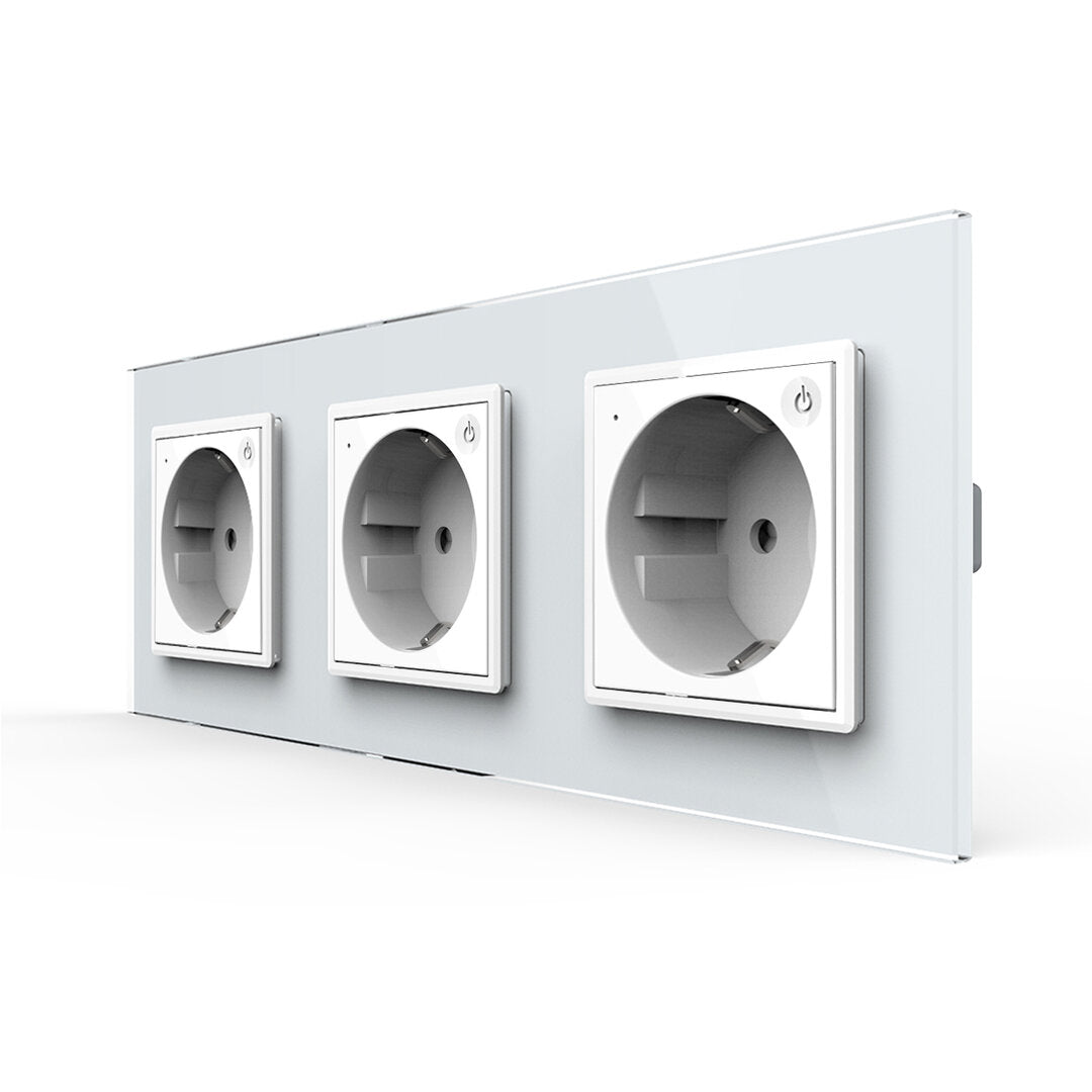 LIVOLO 3 Module EC Steckdose mit Glasrahmen in Weiß