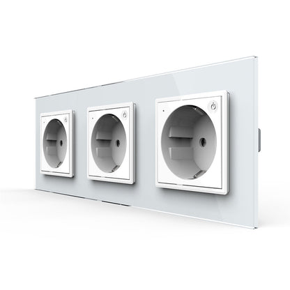LIVOLO 3 Module EC Steckdose mit Glasrahmen in Weiß