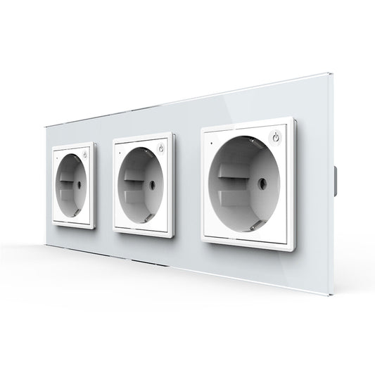 LIVOLO 3 Module EC Steckdose mit Glasrahmen in Weiß