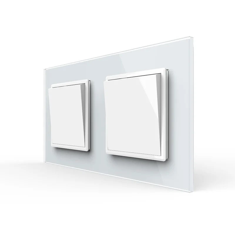 Livolo 2 einfache Wechselschalter inkl. Glasrahmen Weiß