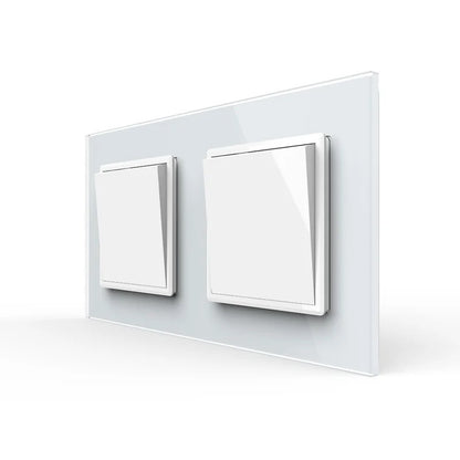 Livolo 2 einfache Wechselschalter inkl. Glasrahmen Weiß