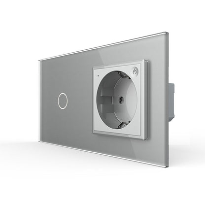 LIVOLO Touch EC Wechseldimmer + Steckdose Grau