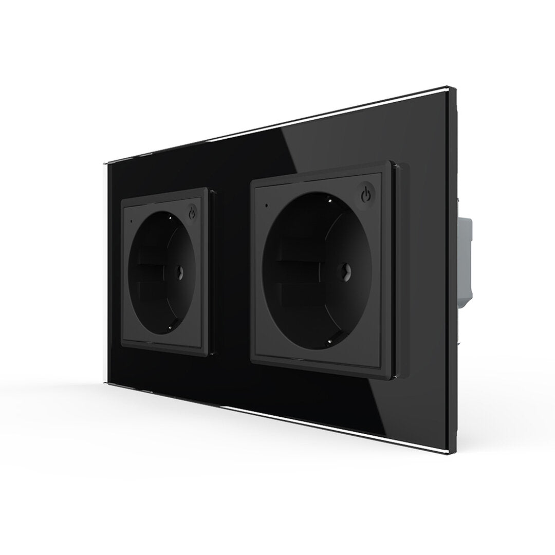 LIVOLO 2 Module EC Steckdose mit Glasrahmen in Schwarz