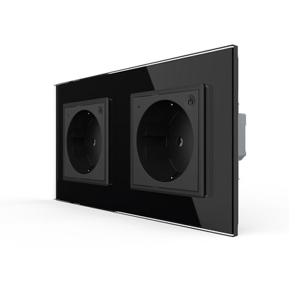 LIVOLO 2 Module EC Steckdose mit Glasrahmen in Schwarz