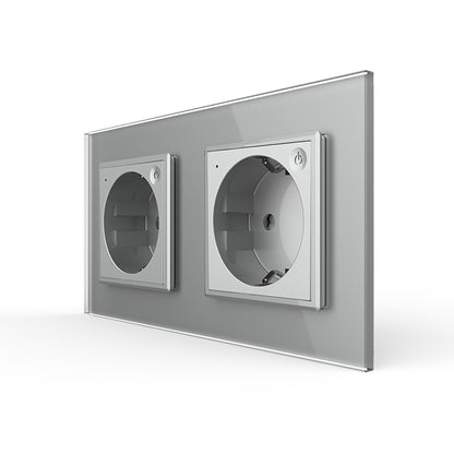 LIVOLO 2 Module EC Steckdose mit Glasrahmen in Grau