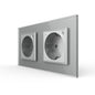 LIVOLO 2 Module EC Steckdose mit Glasrahmen in Grau