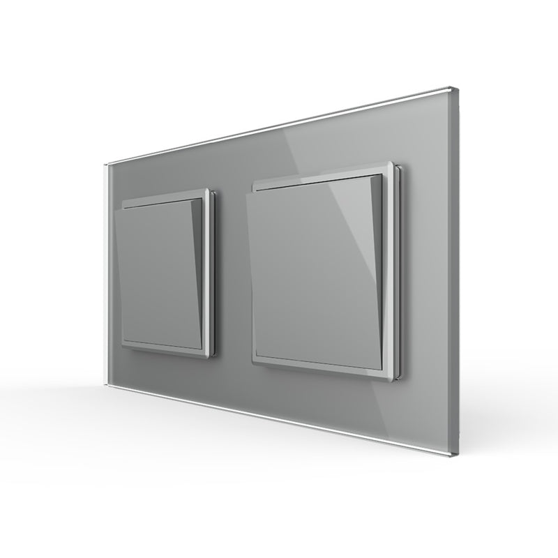 Livolo 2 einfache Wechselschalter inkl. Glasrahmen in Grau